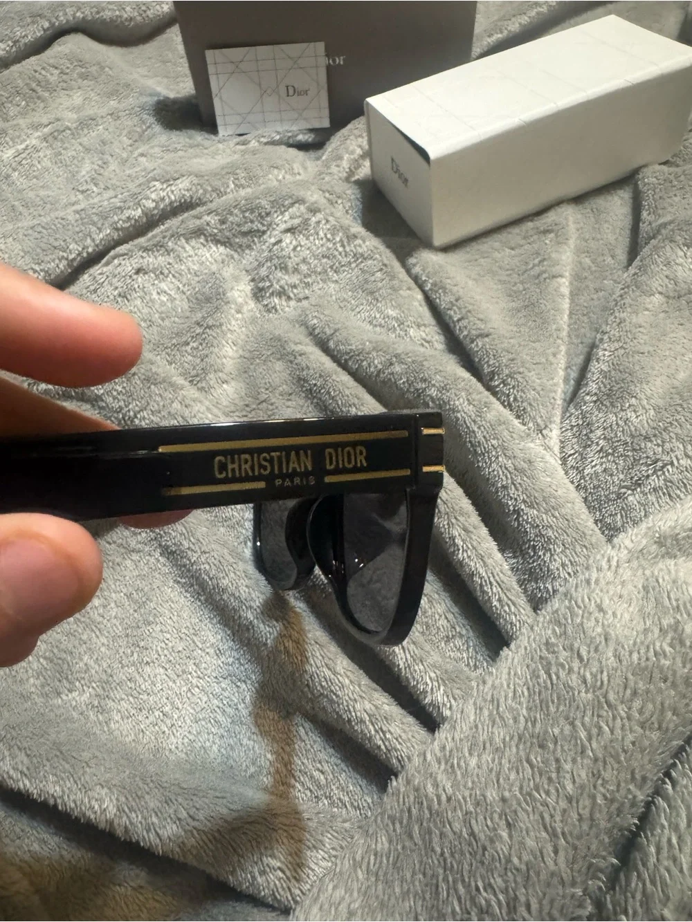 Dior Glossy Black Square Sunglasses with Dark Lenses